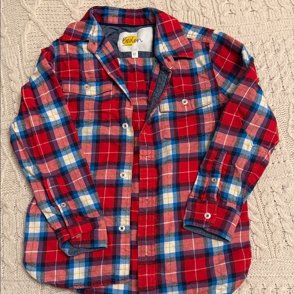 Mini boden Colorful Plaid Kids Flannel shirt100%cotton